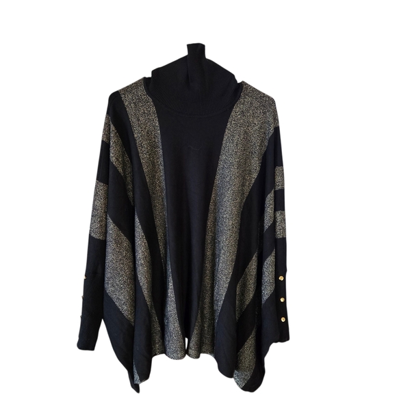 PLUS SIZE******JM Collection Black and Gold Cowl Neck Sweater - Picture 2 of 12